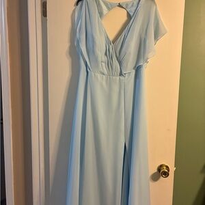Azazie Light Blue Chiffon Bridesmaid Wedding Dress